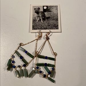 Anthropologie Gold and Green Statement Earrings